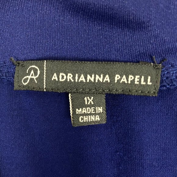 Adrianna Papell V-Neck Sharkbite Hem 3/4 Sleeve Top 1X - Picture 3 of 7